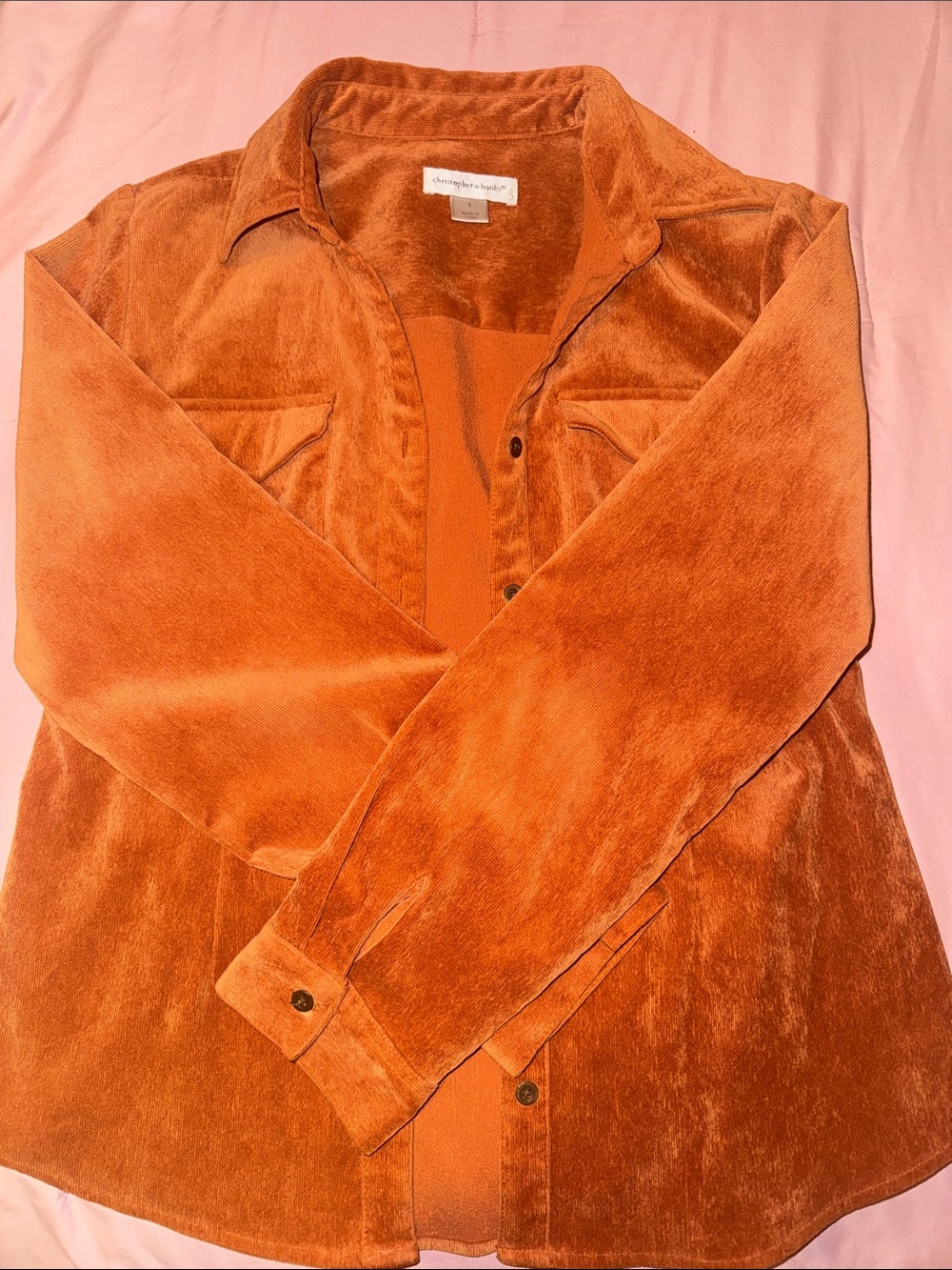 Christopher & Banks Burnt Orange corduroy Shirt Jacket